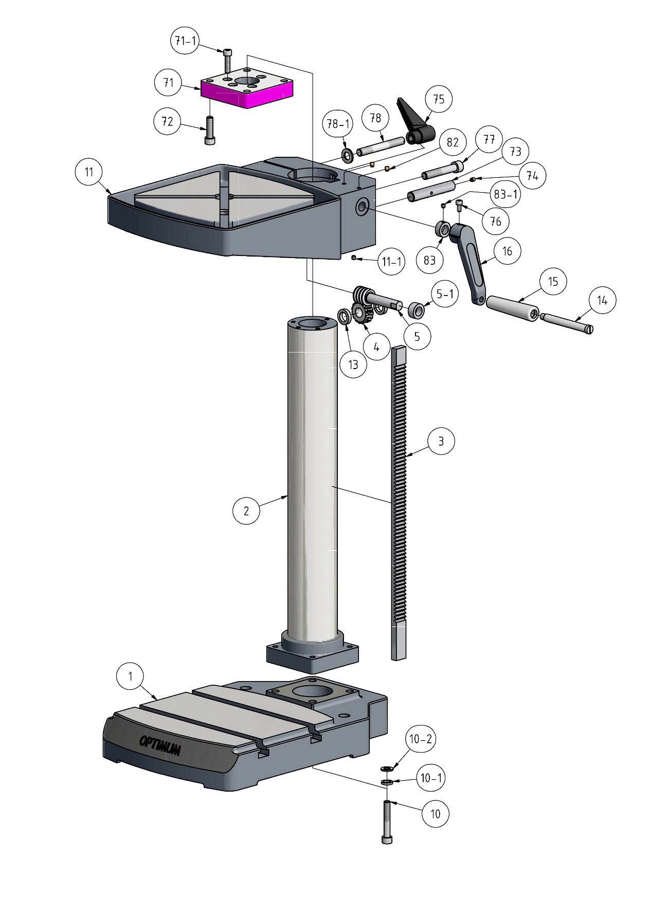 OPTIdrill B 24H Схема складання свердлильного верстата